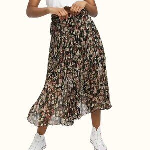 Abercrombie Floral Pleated Midi Skirt